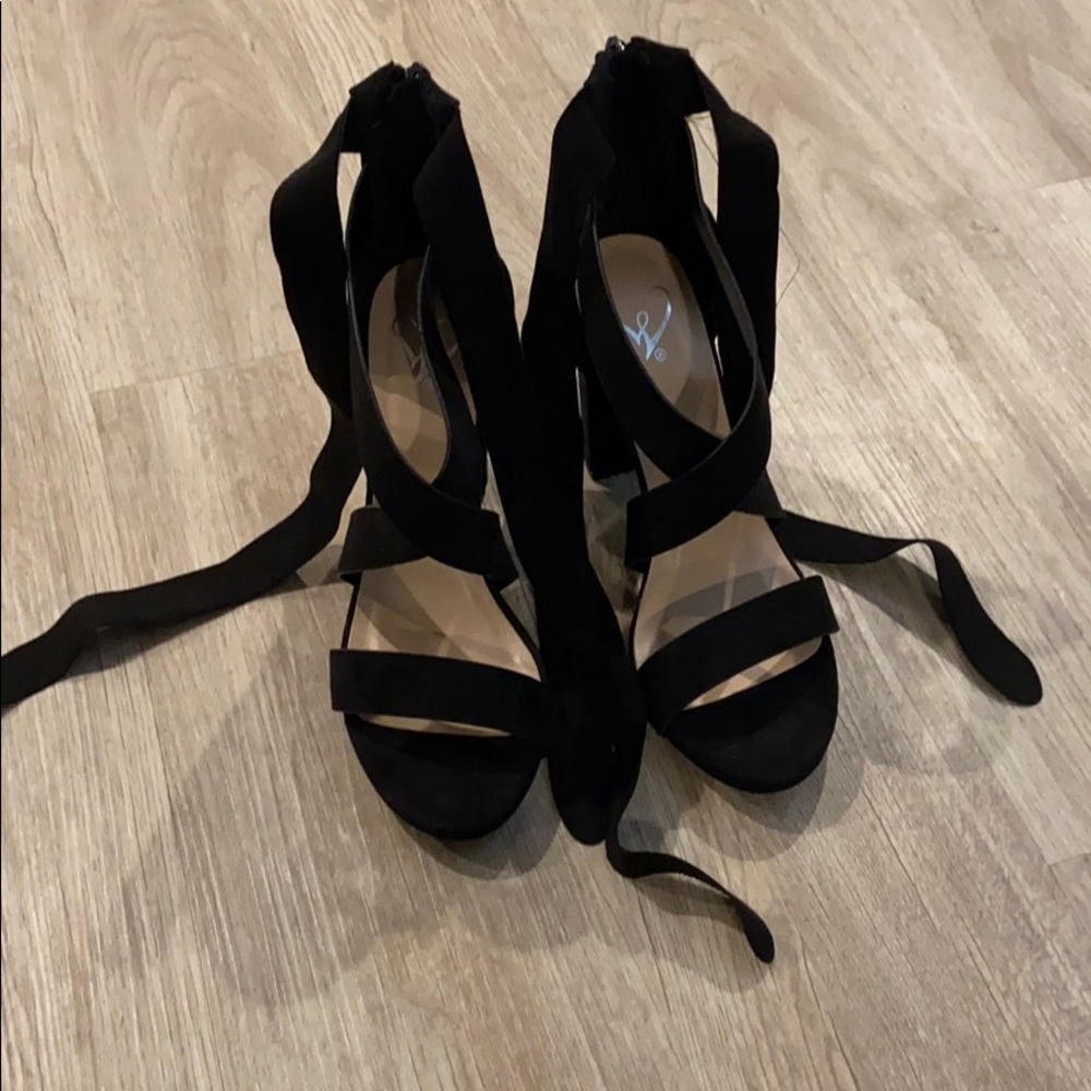Black strappy heels